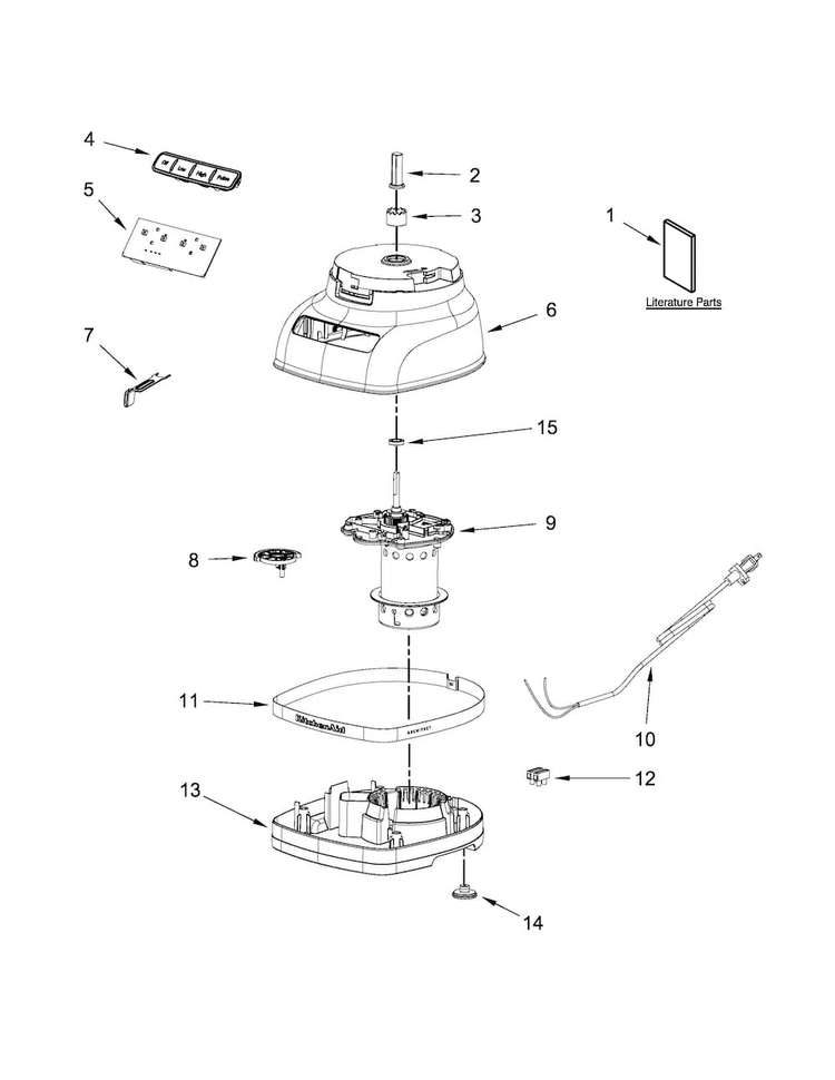 Motor And Housing Unit Parts Diagram and Parts List for KFP1433AFP0  KitchenAid Food Processor