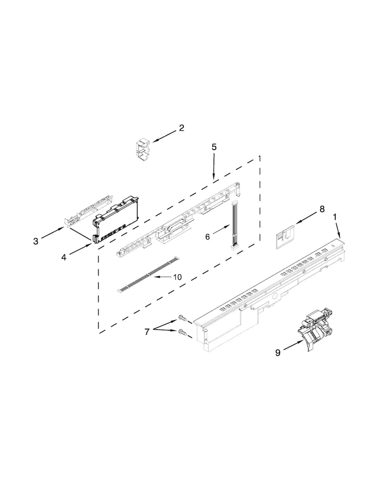 Control Panel And Latch Parts Diagram and Parts List for WDT790SLYM3  Whirlpool Dishwasher