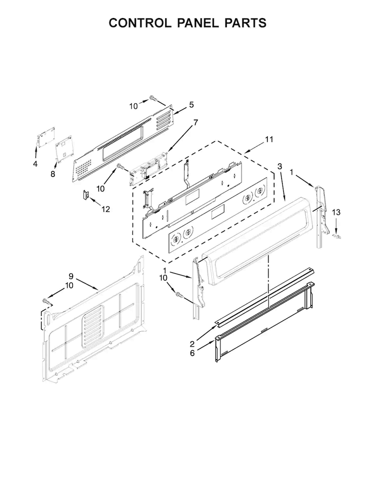 Control Panel Parts Diagram and Parts List for KFGS530ESS0  KitchenAid Range