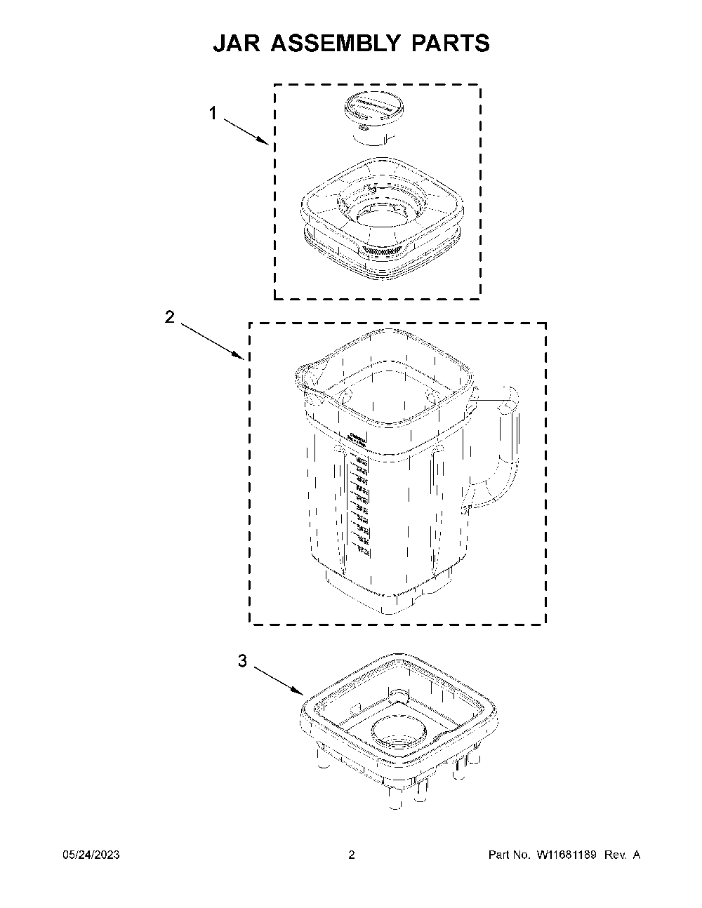 Jar Assembly Parts Diagram and Parts List for 7KSB4026ZHI0  KitchenAid Blender