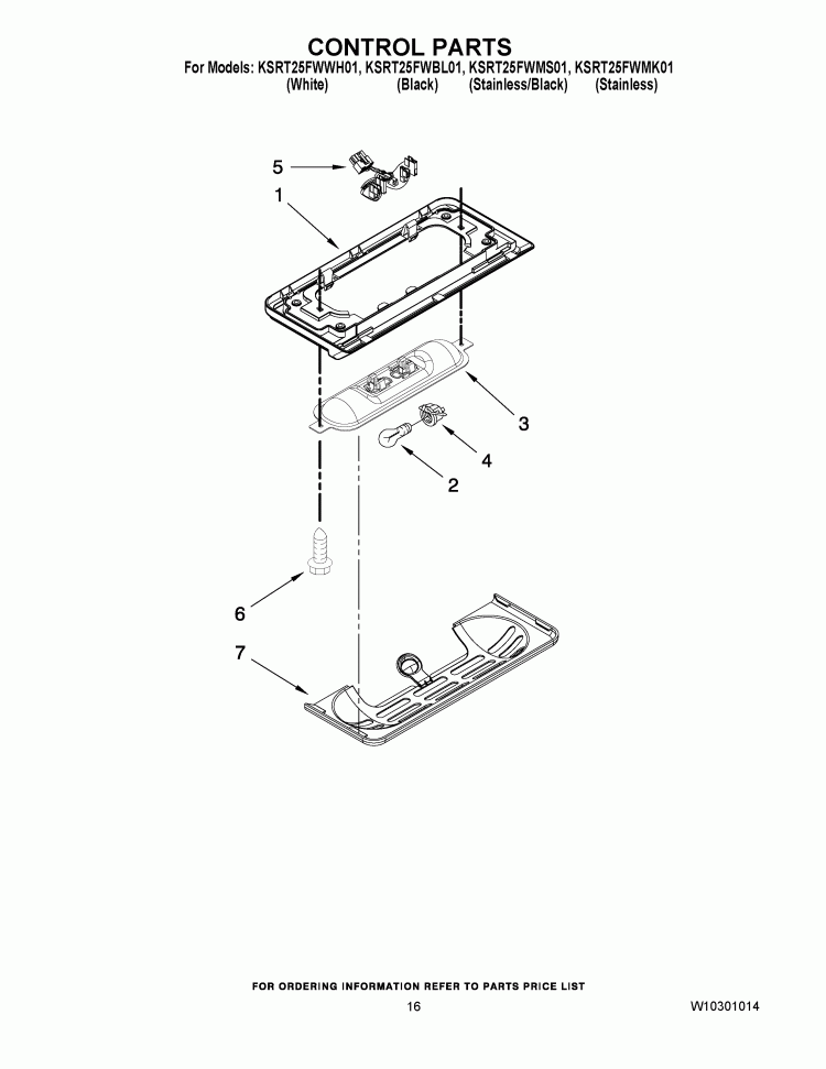 CONTROL PARTS Diagram and Parts List for KSRT25FWMS01  KitchenAid Refrigerator