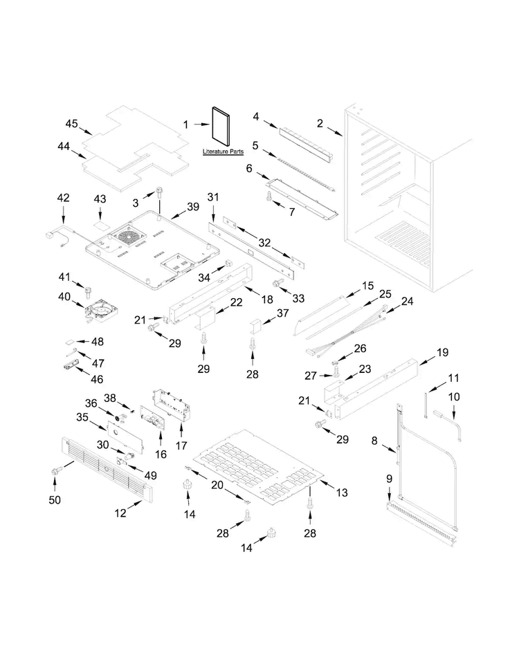 Cabinet Parts Diagram and Parts List for KURR204ESB00  KitchenAid Refrigerator