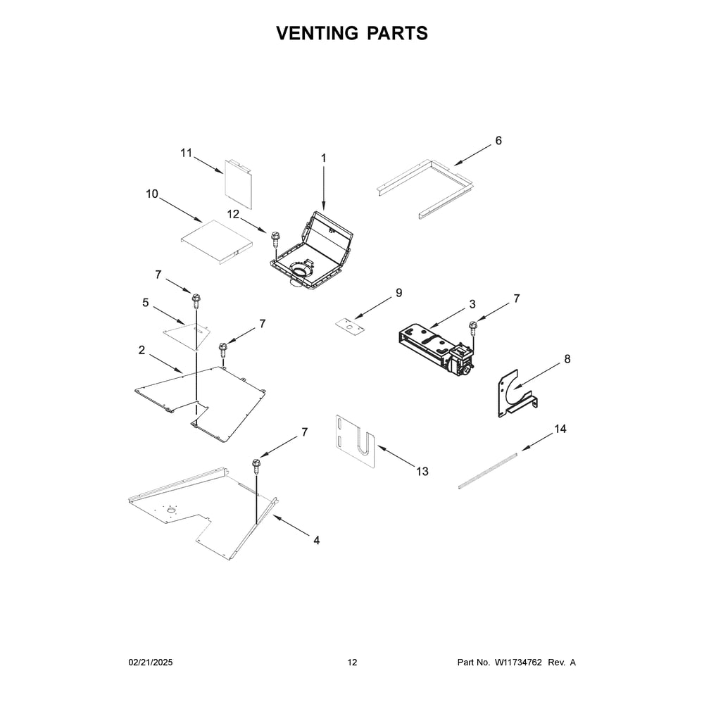 Venting Parts Diagram and Parts List for KFGC558JAV07  KitchenAid Range