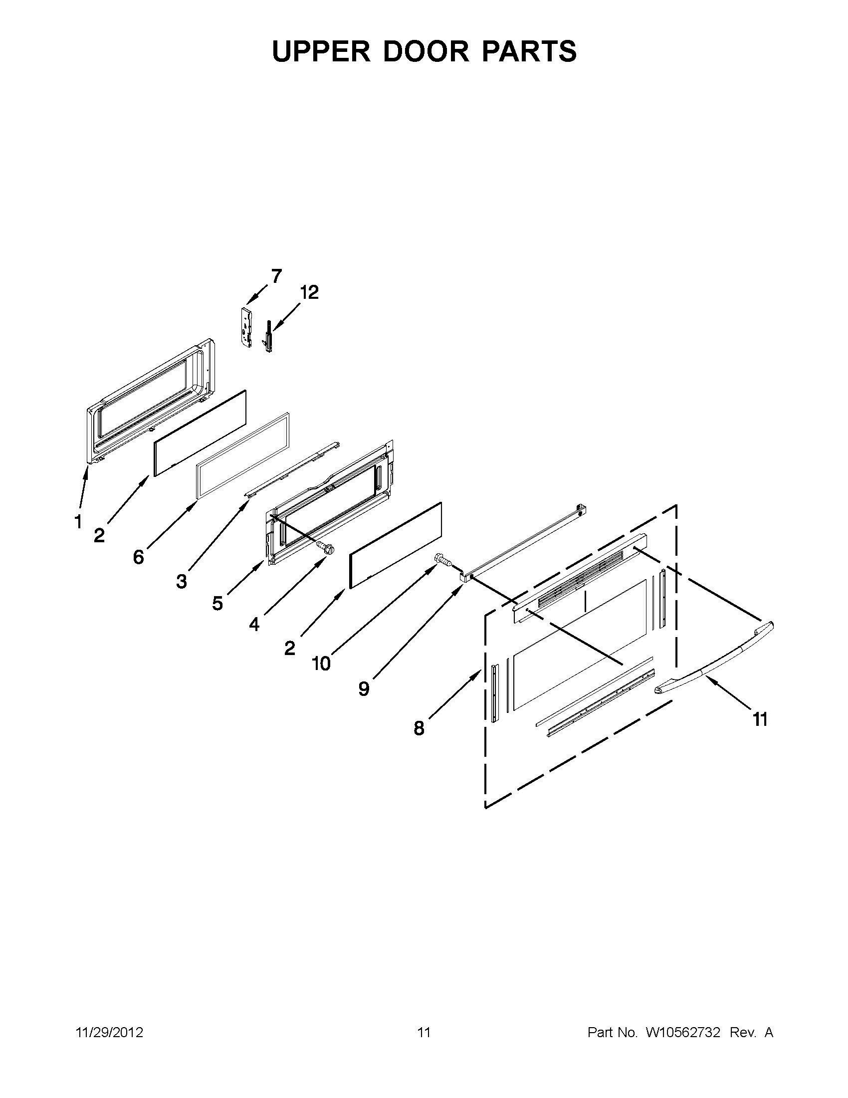 05 - UPPER DOOR PARTS Diagram and Parts List for YMET8885XB02  Whirlpool Range