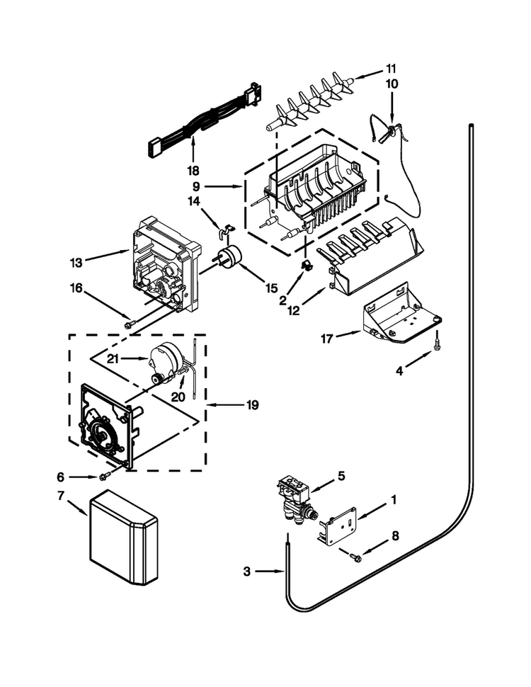 Ice Maker Parts Diagram and Parts List for KSC24C8EYP03  KitchenAid Refrigerator