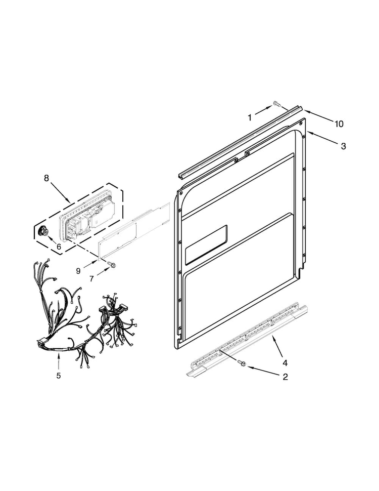 Inner Door Parts Diagram and Parts List for KDTE204EPA1  KitchenAid Dishwasher