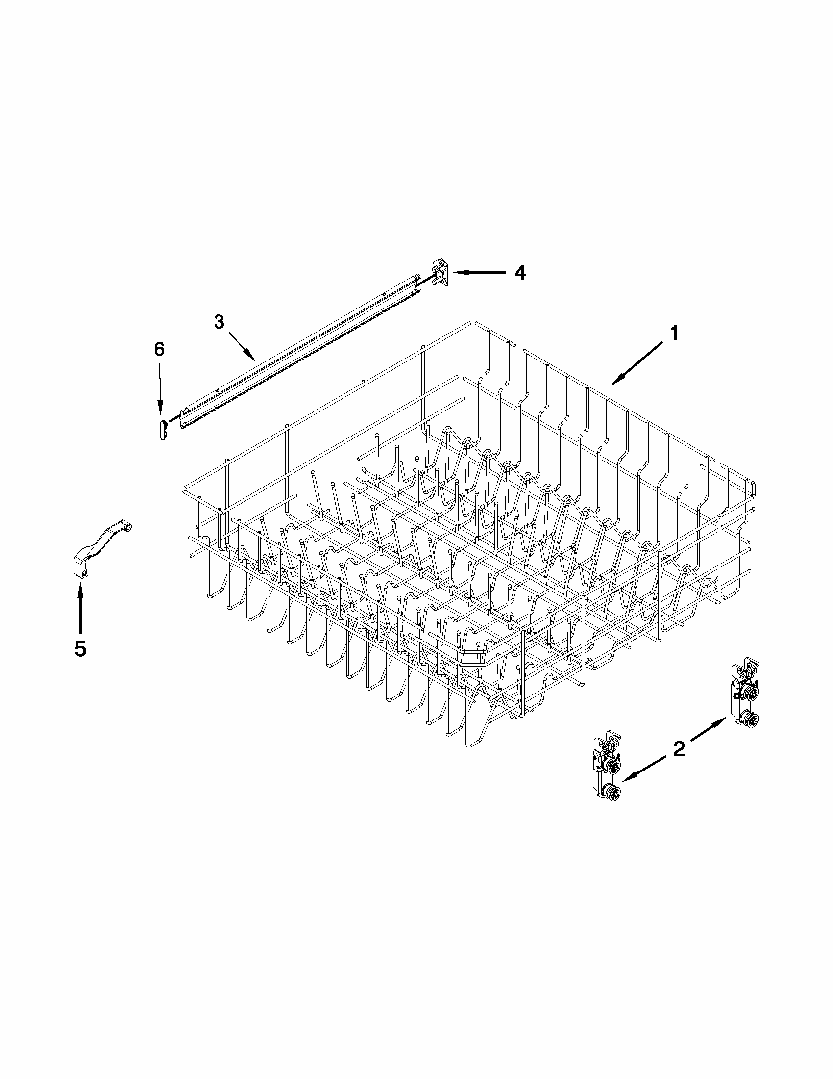 Upper Rack And Track Parts Diagram and Parts List for 66512723K310  Kenmore Dishwasher