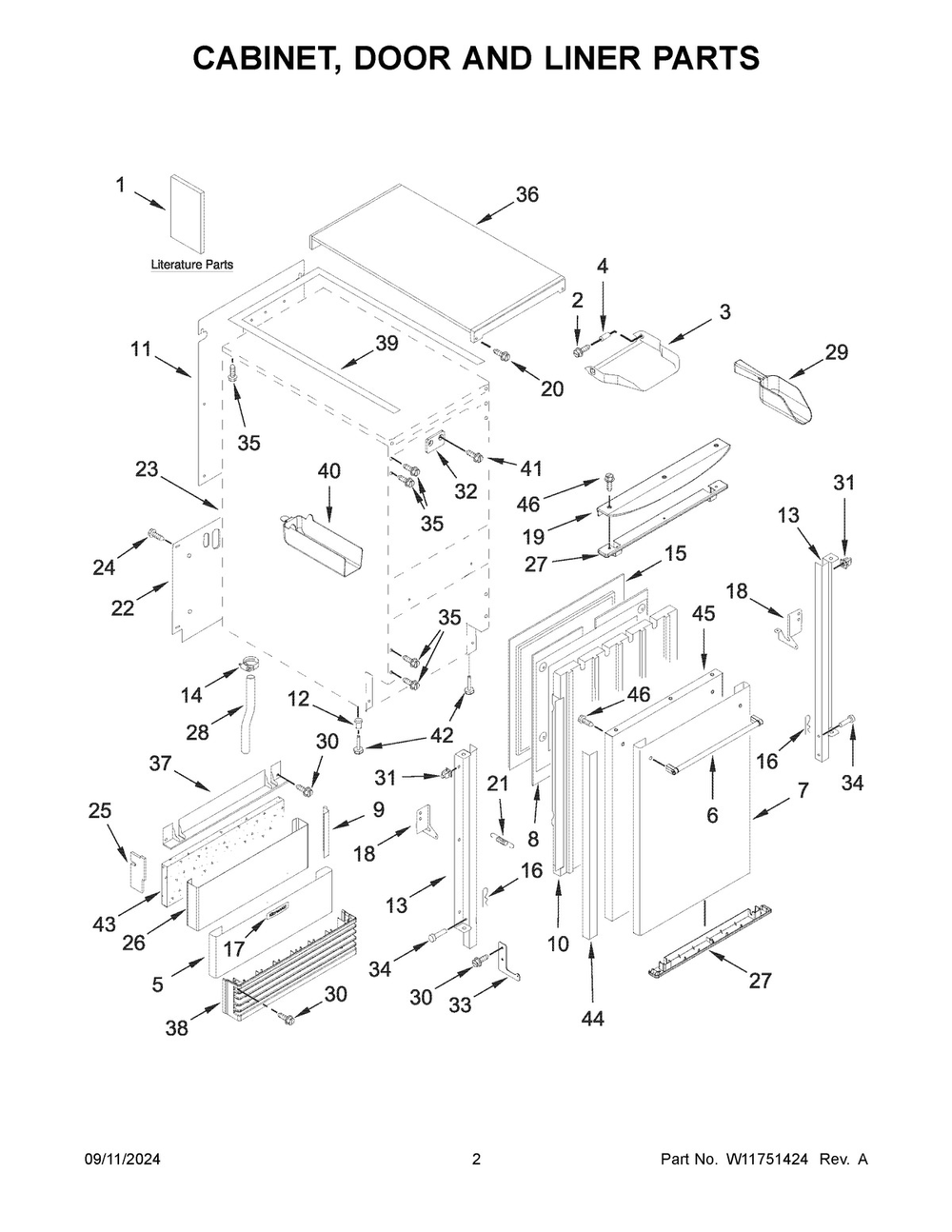 02 - Cabinet, Door And Liner Parts Diagram and Parts List for KUID308HPS02  Whirlpool Ice Maker