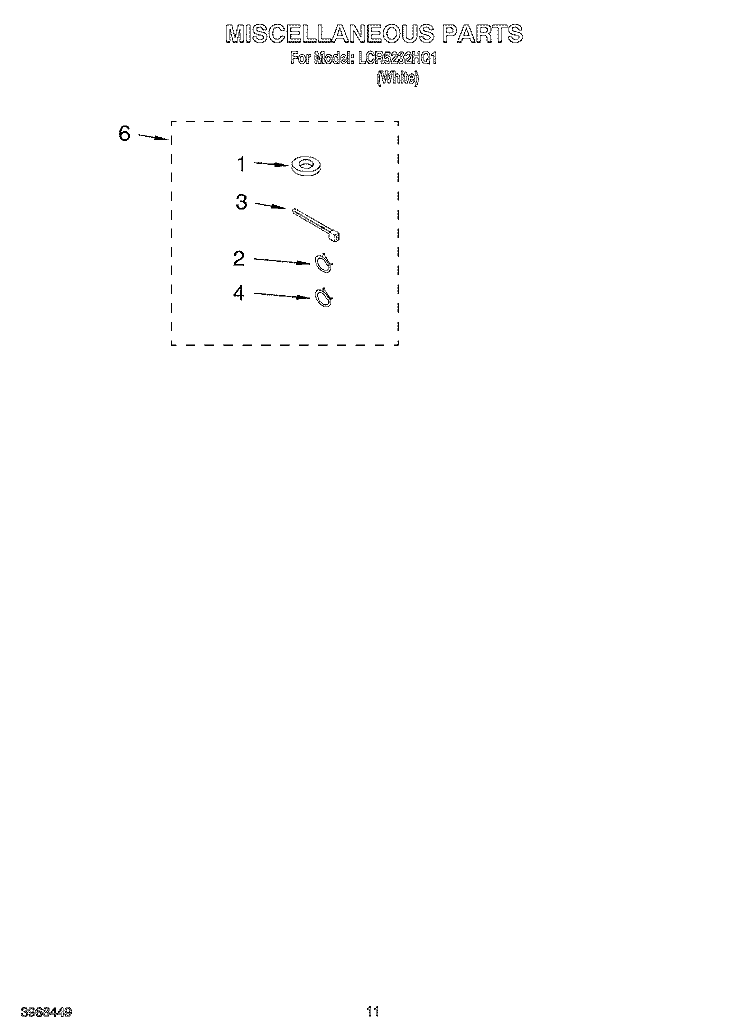 MISCELLANEOUS, OPTIONAL Diagram and Parts List for LCR5232HQ1  Whirlpool Washer