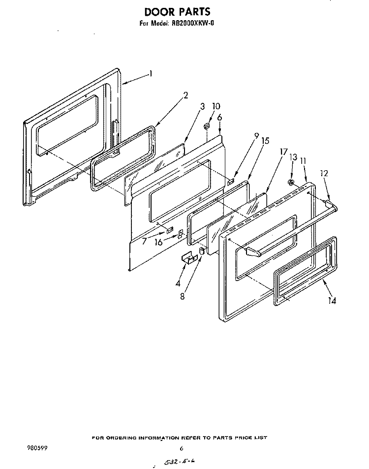 SECTION Diagram and Parts List for RB2000XKW0  Whirlpool Wall Oven