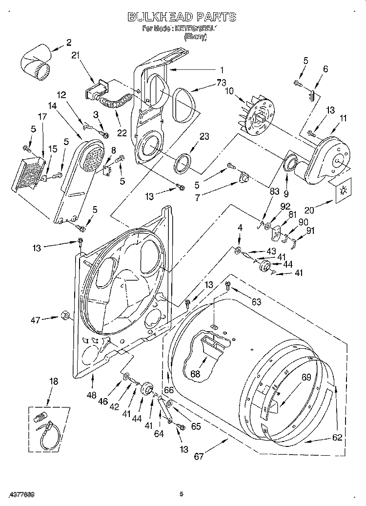 SECTION Diagram and Parts List for KEYE679BBL1  KitchenAid Dryer