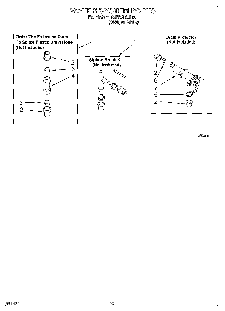 WATER SYSTEM Diagram and Parts List for 6LBR5132EQ0  Whirlpool Washer
