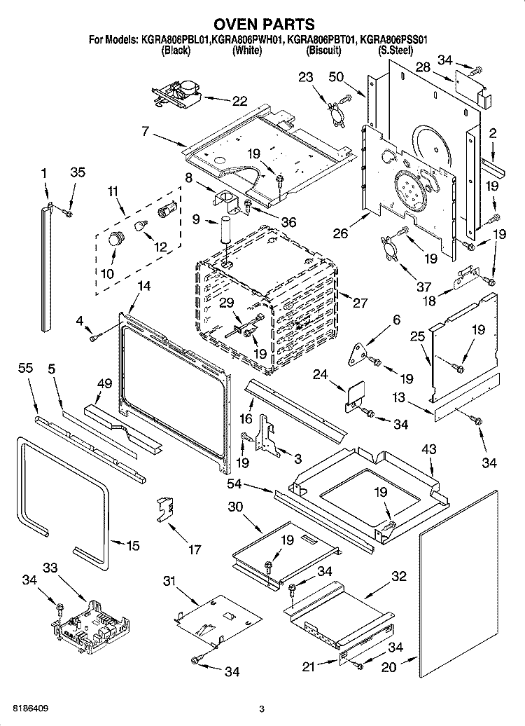 OVEN PARTS Diagram and Parts List for KGRA806PSS01  KitchenAid Range
