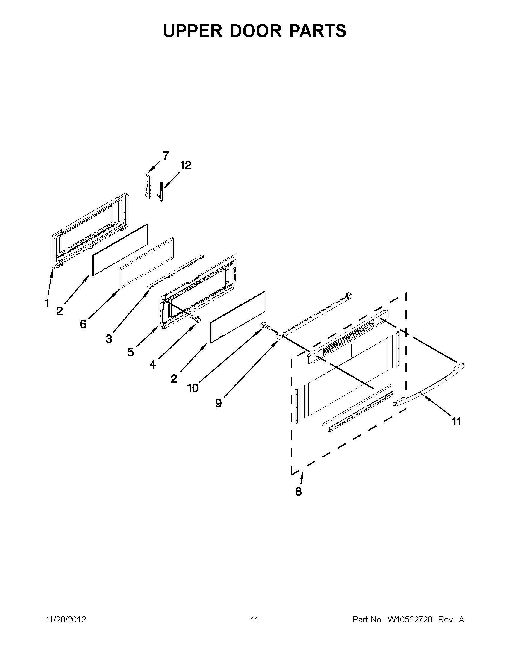 05 - UPPER DOOR PARTS Diagram and Parts List for YMET8665XB02  Whirlpool Range