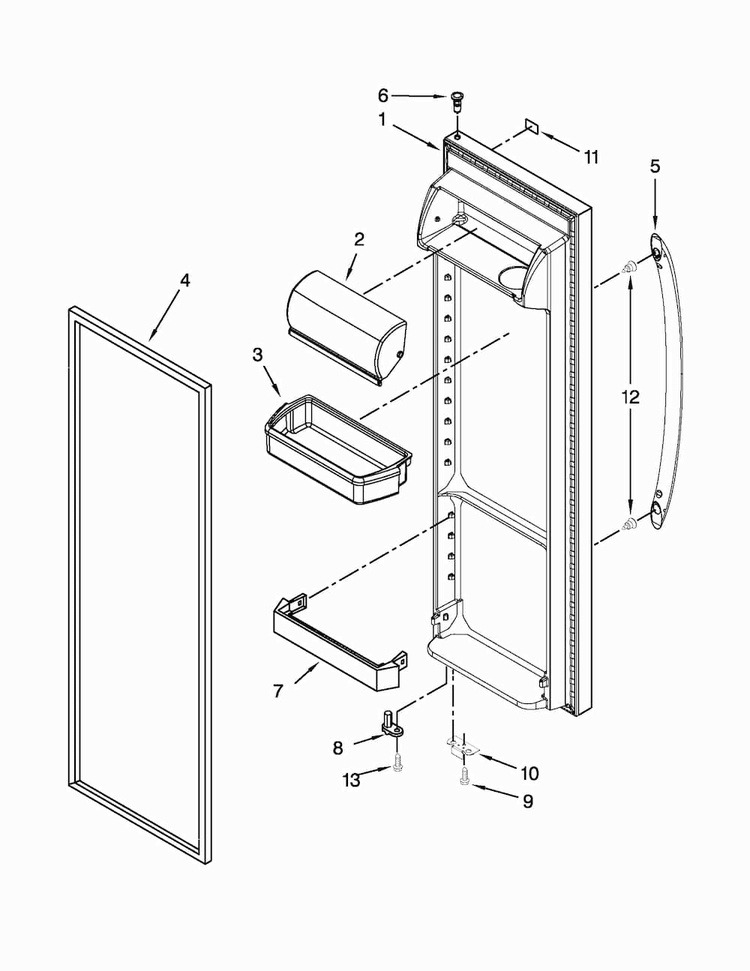 Refrigerator Door Parts Diagram and Parts List for 10650023210  Kenmore Refrigerator
