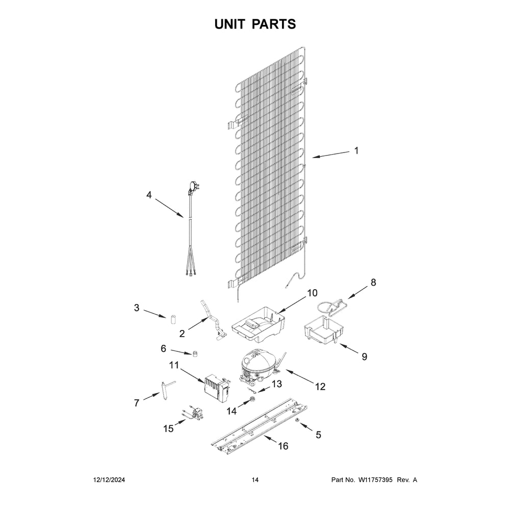 Unit Parts Diagram and Parts List for URBC5024PZ00  Whirlpool Refrigerator