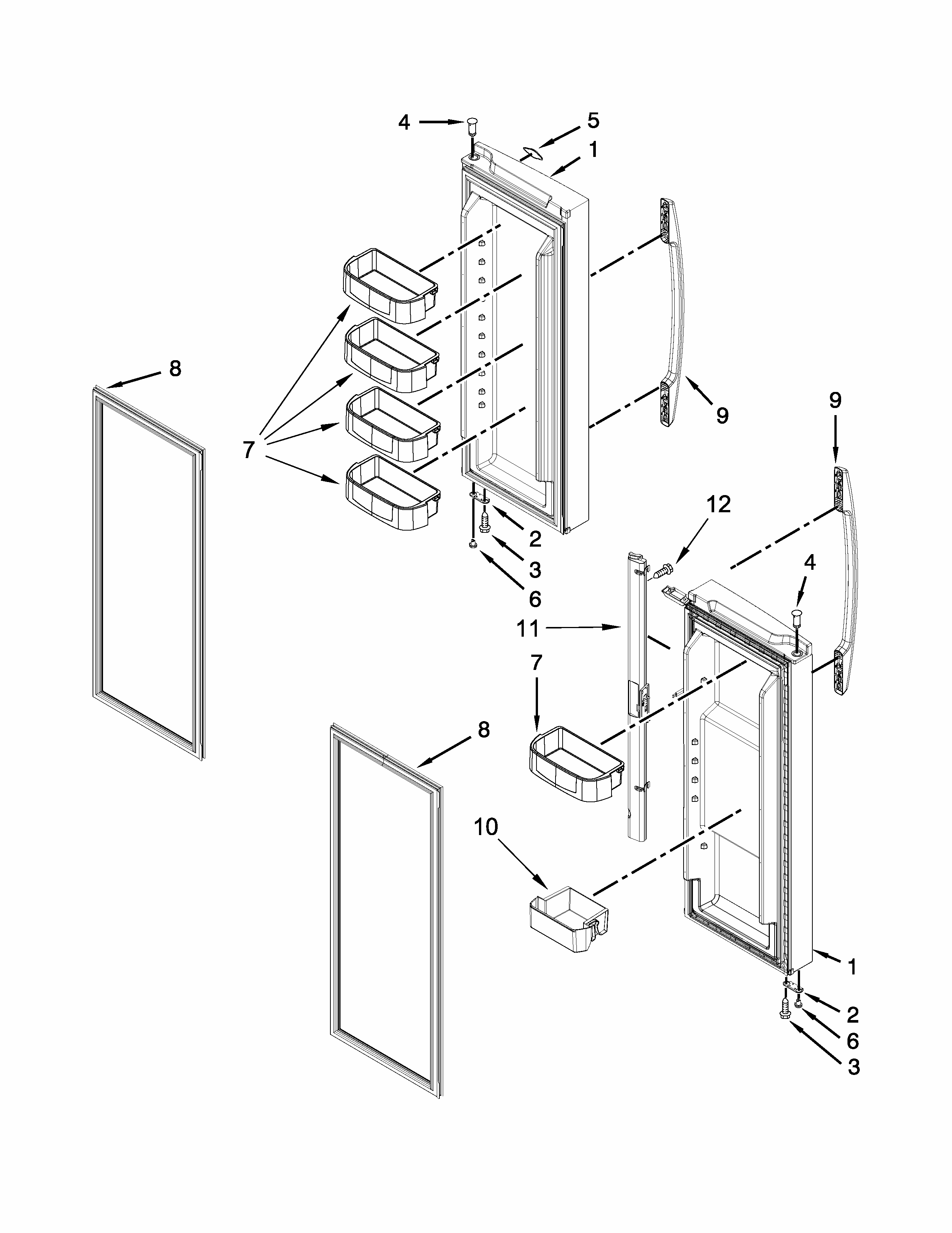 Refrigerator Door Parts Diagram and Parts List for 10679472410  Kenmore Refrigerator