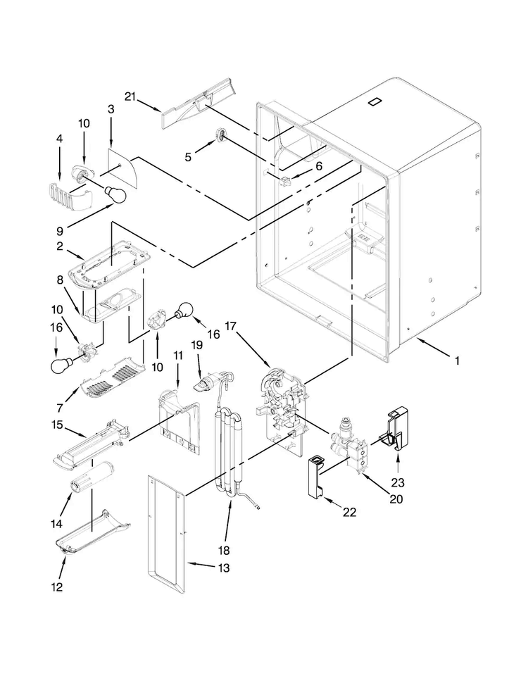 Refrigerator Liner Parts Diagram and Parts List for GI0FSAXVY012  Whirlpool Refrigerator
