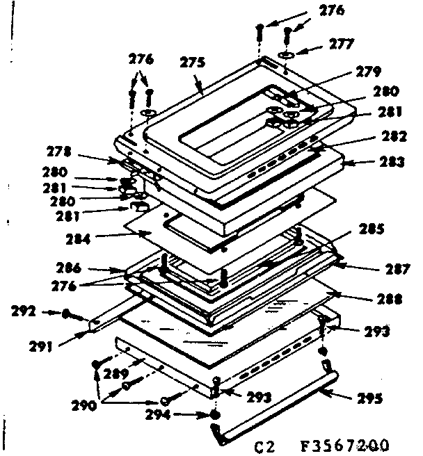 Oven Door Parts Diagram and Parts List for 1553567200  Kenmore Range