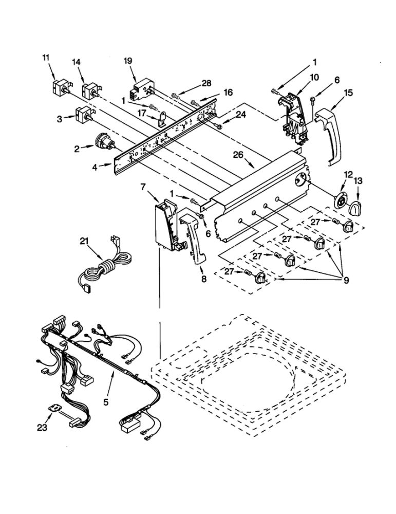 Control Panel Diagram and Parts List for 11021892000  Kenmore Washer
