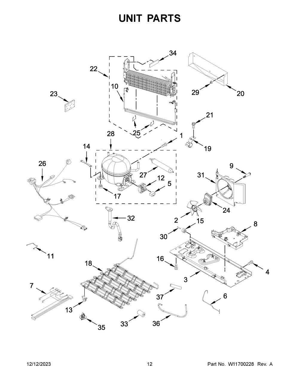 Unit Parts Diagram and Parts List for WRF535SWHW09  Whirlpool Refrigerator