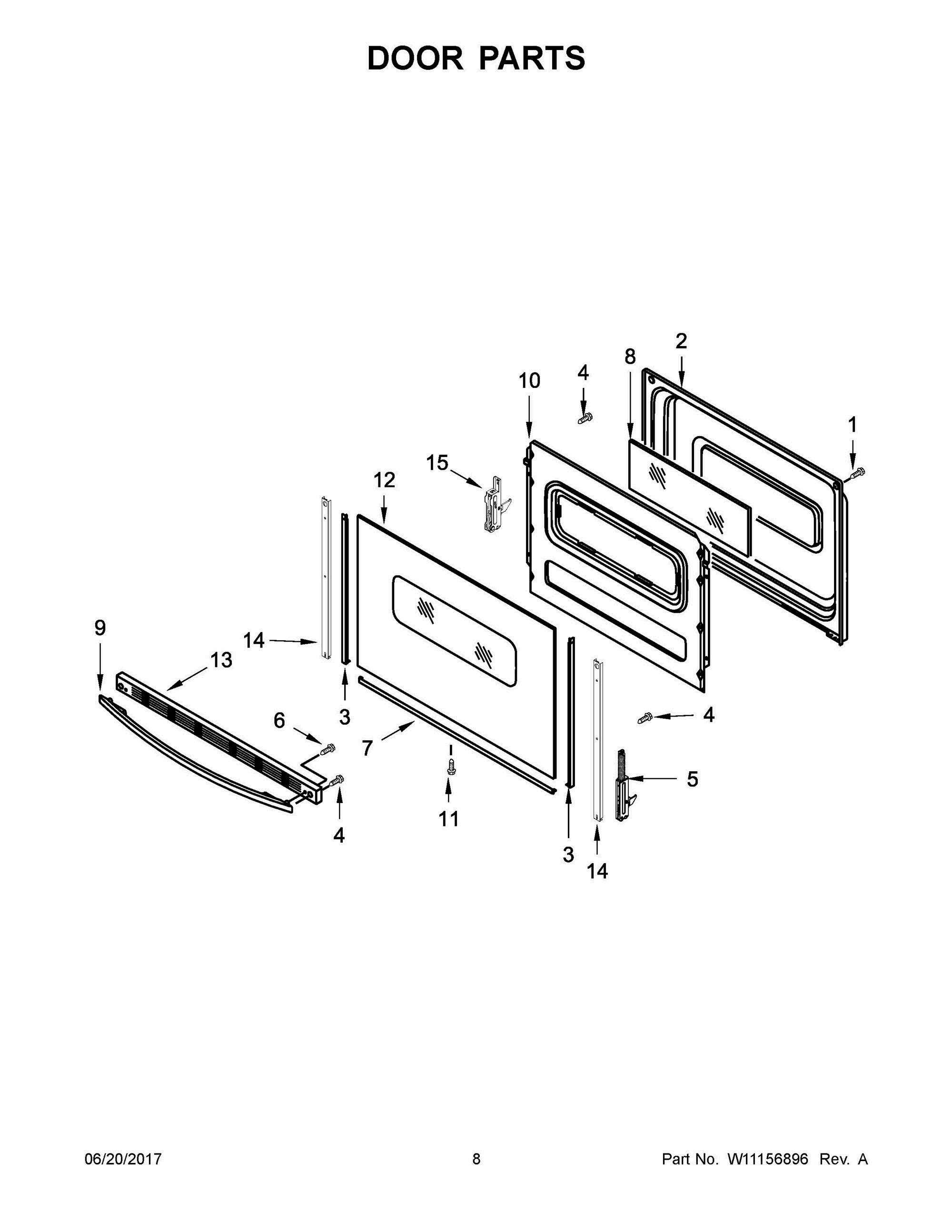 05 - DOOR PARTS Diagram and Parts List for YWFC150M0EB1  Whirlpool Range