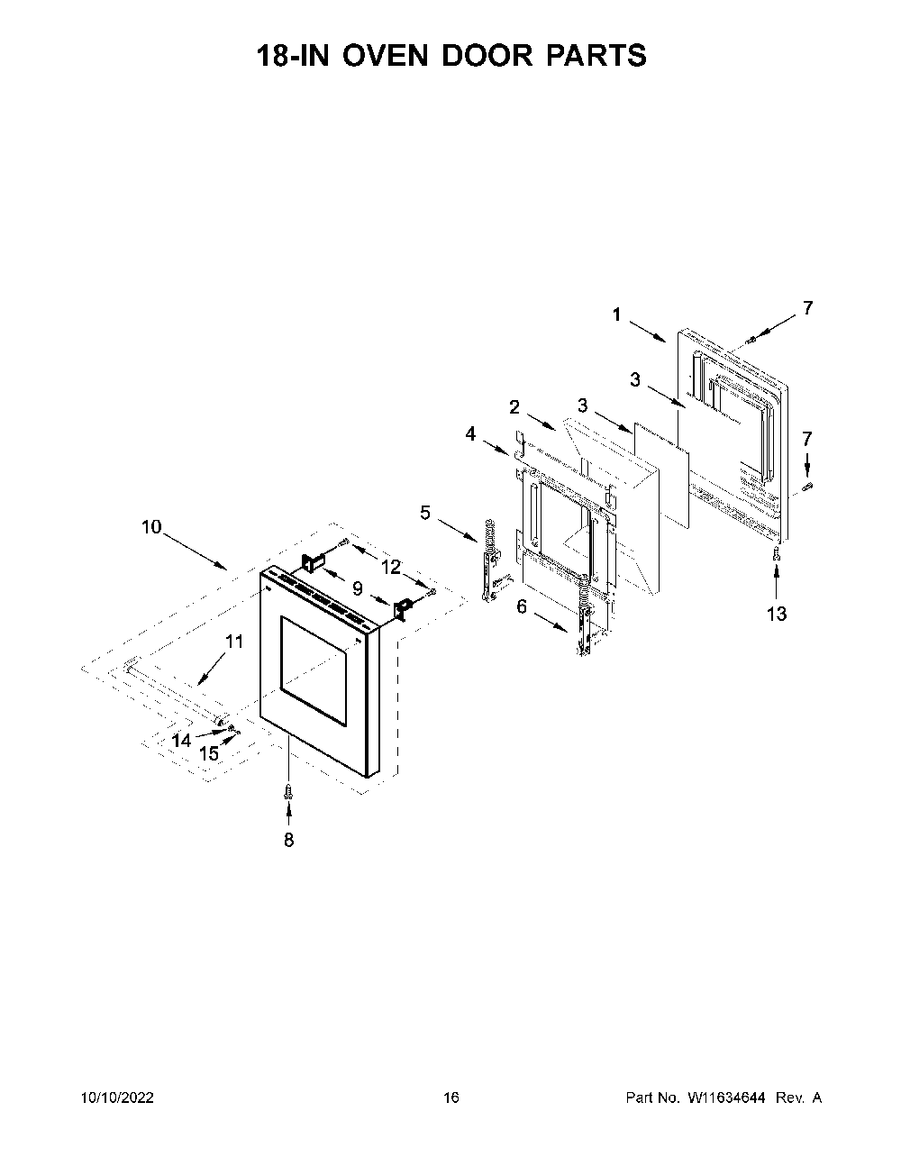 18-In Oven Door Parts Diagram and Parts List for KFGC558JIB05  KitchenAid Range