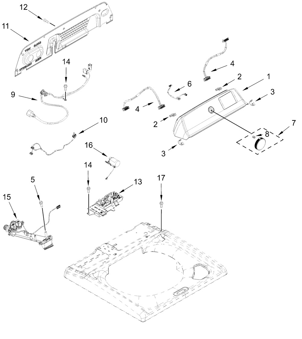 Console And Water Inlet Parts Diagram and Parts List for WTW4100SW0  Whirlpool Washer