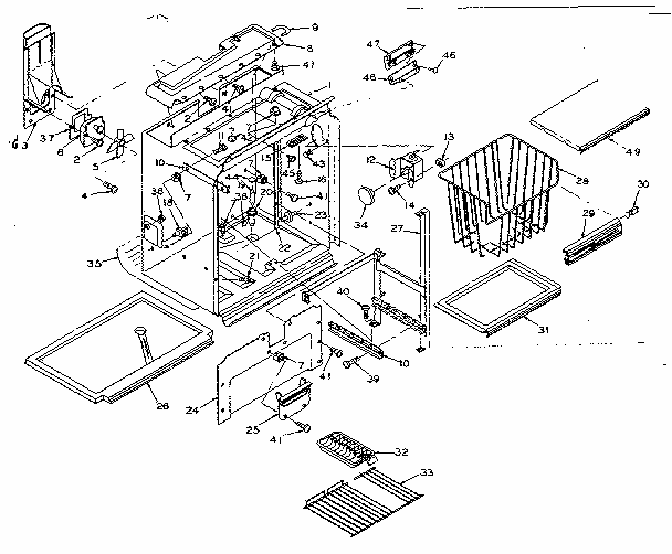 Freezer Section Parts Diagram and Parts List for 106R14GL1  Kenmore Refrigerator