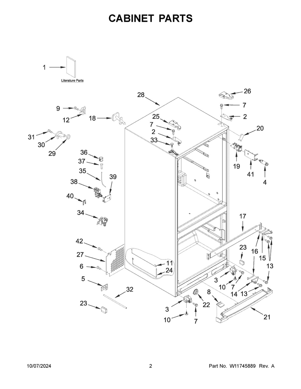 02 - Cabinet Parts Diagram and Parts List for MFW2055FRZ06  Whirlpool Refrigerator