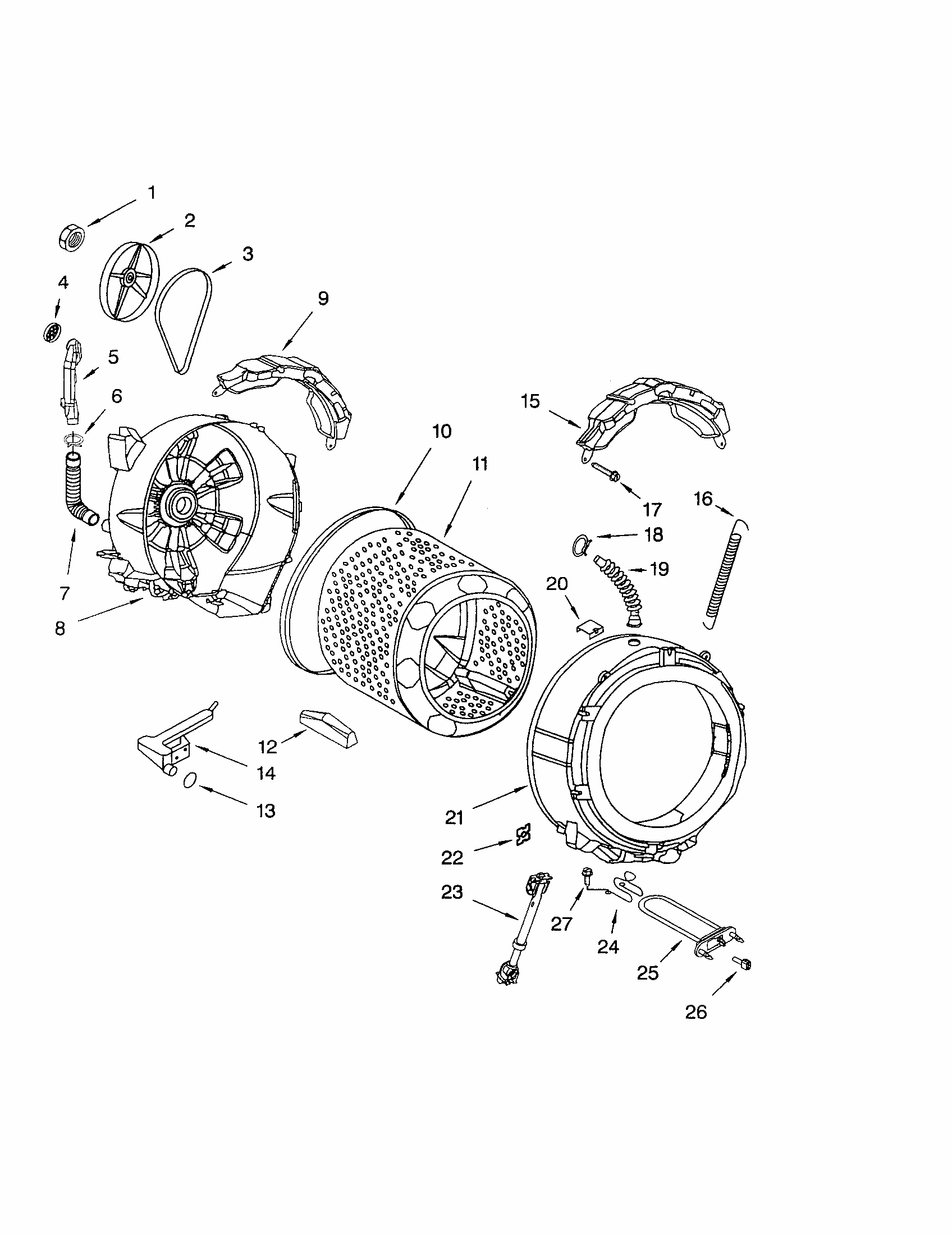 Tub And Basket Diagram and Parts List for 11042926220  Kenmore Washer