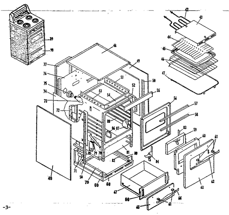 Body Section Diagram and Parts List for 155924630  Kenmore Range