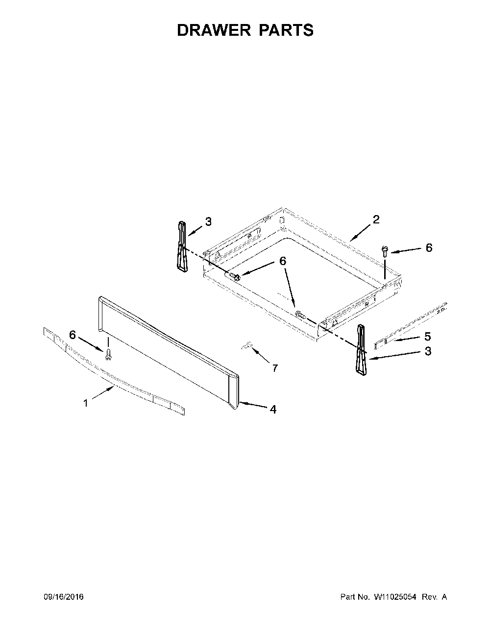 Drawer parts Diagram and Parts List for 66495123610  Kenmore Range