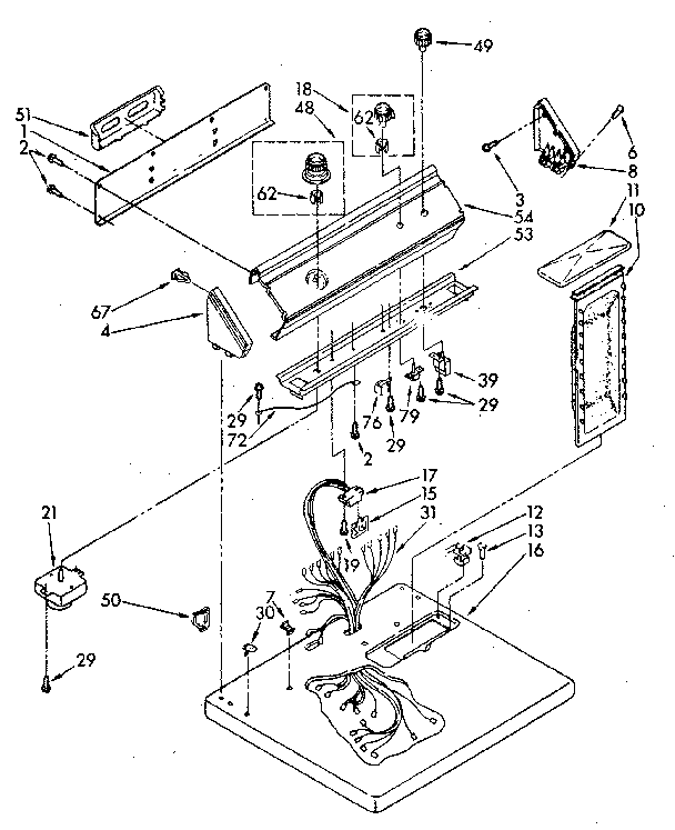 Top And Console Diagram and Parts List for LE7800XSN2  Whirlpool Dryer