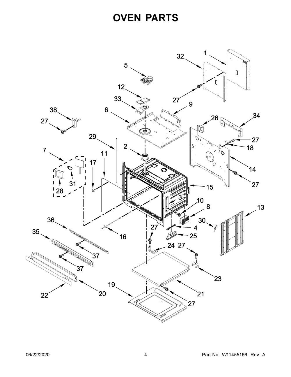 Oven Parts Diagram and Parts List for KODE500EBL05  Whirlpool Microwave Oven Combo
