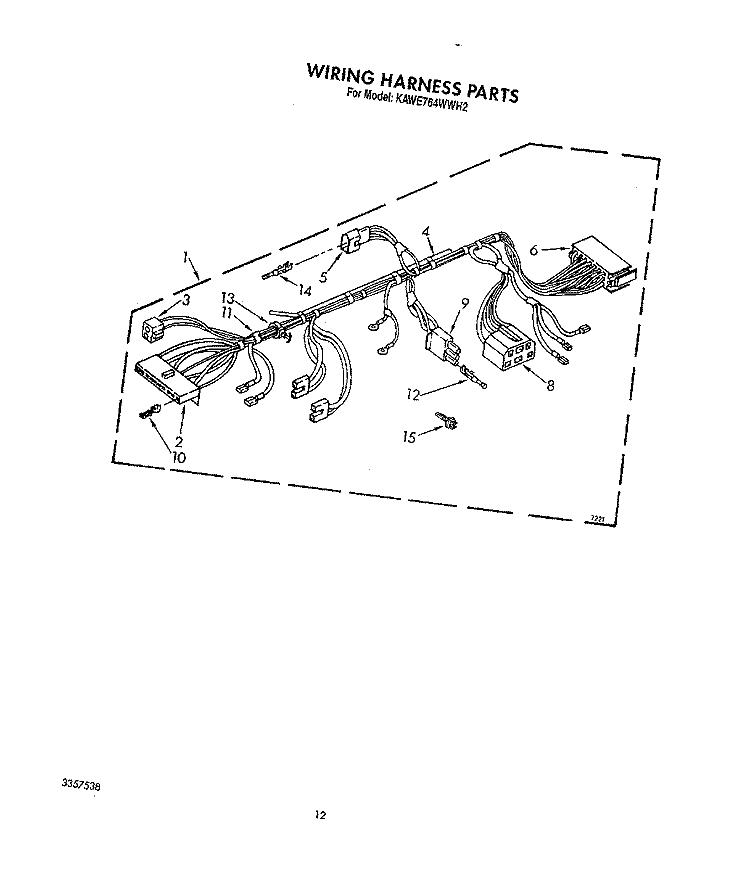 WIRING HARNESS Diagram and Parts List for KAWE764WAL2  KitchenAid Washer
