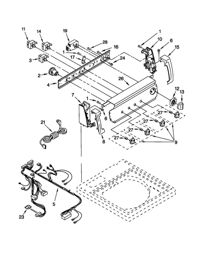 Control Panel Diagram and Parts List for 11021884000  Kenmore Washer