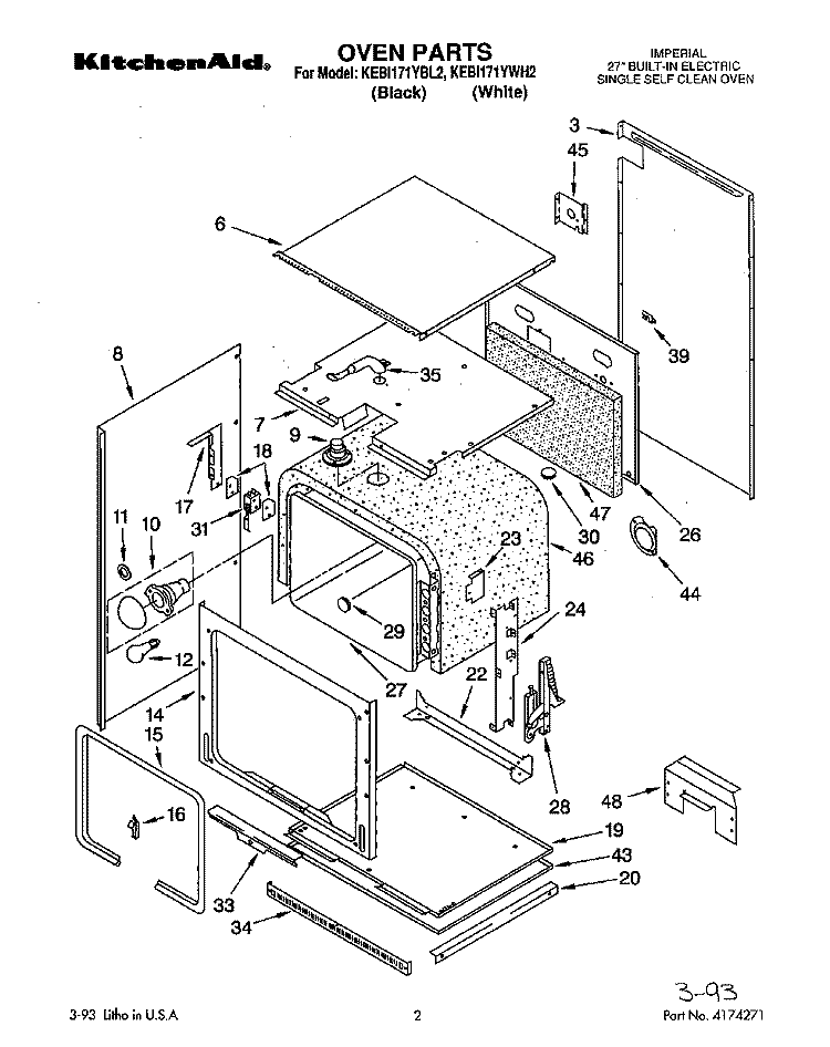 OVEN, OPTIONAL Diagram and Parts List for KEBI171YBL2  KitchenAid Wall Oven
