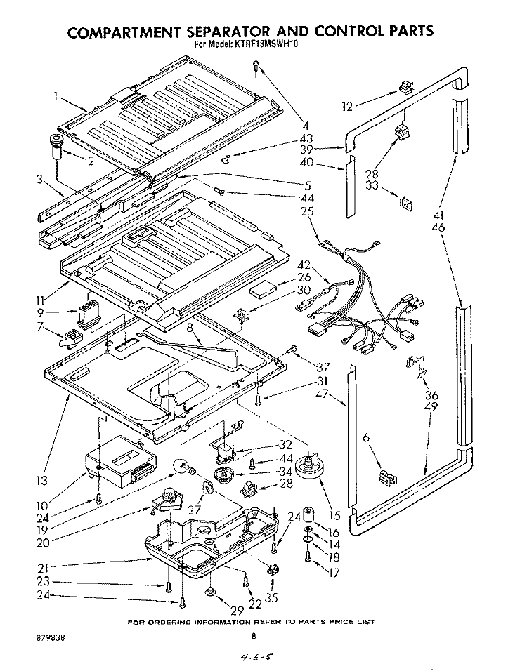 COMPARTMENT SEPARATOR AND CONTROL Diagram and Parts List for KTRF18MSPL10  Whirlpool Refrigerator