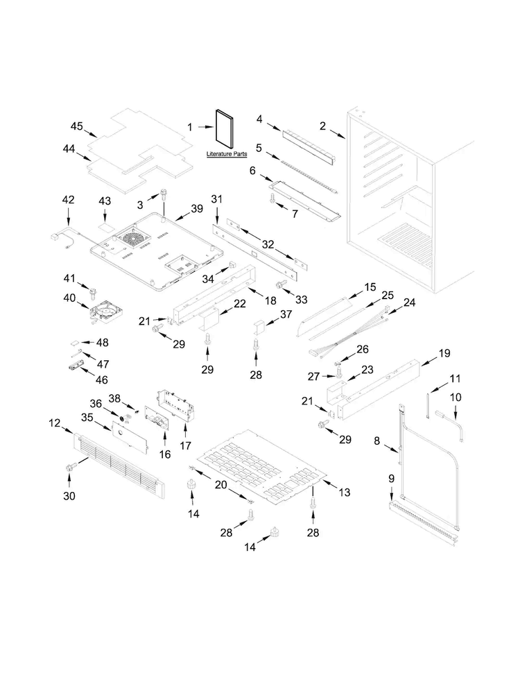 Cabinet Parts Diagram and Parts List for KURR104EPA00  KitchenAid Refrigerator