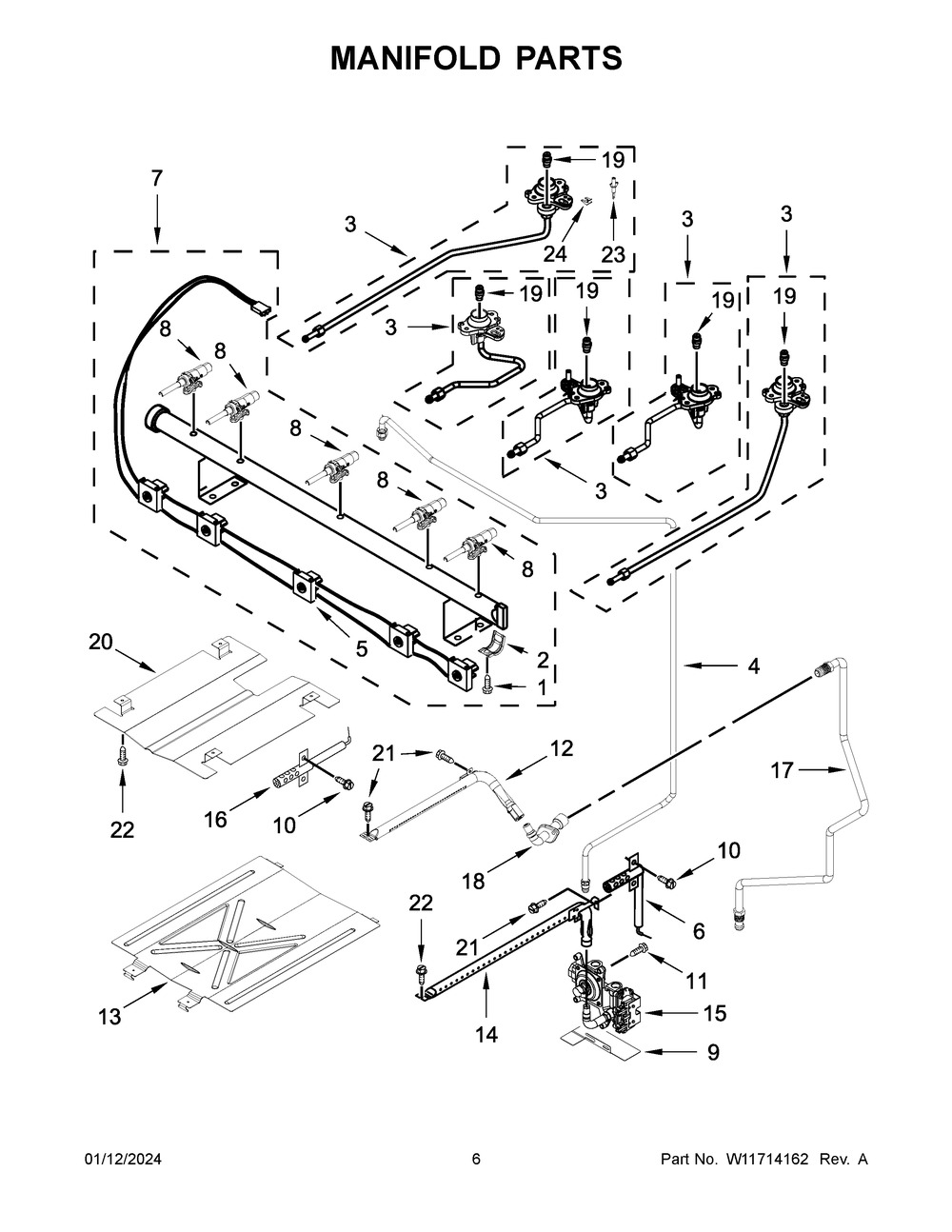 Manifold Parts Diagram and Parts List for WFG525S0JT6  Whirlpool Range