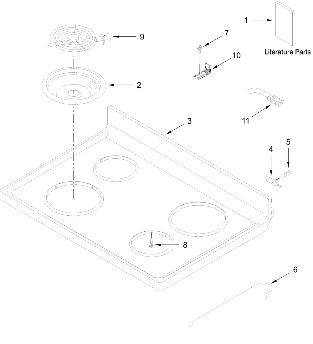Cooktop Parts Diagram and Parts List for VREW3150RB0  Whirlpool Range