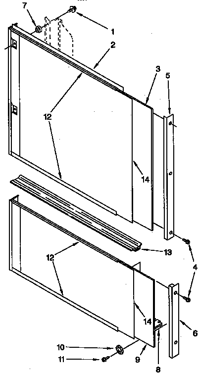 Door And Panel Parts Diagram and Parts List for KUDT23HY3  KitchenAid Dishwasher