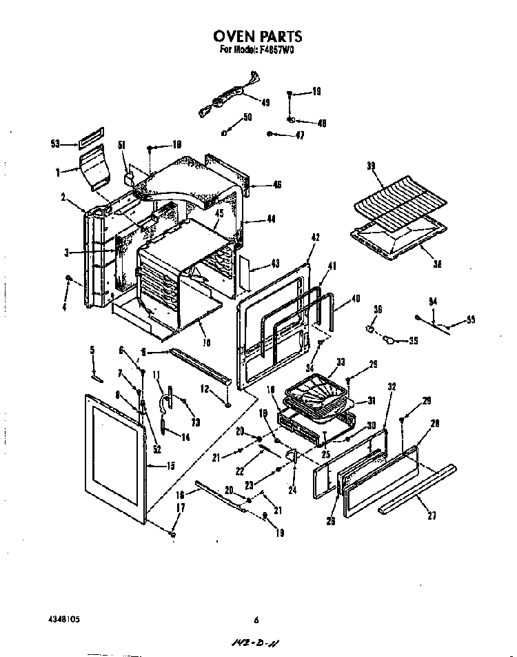 Oven Diagram and Parts List for F4857*0  Roper Range