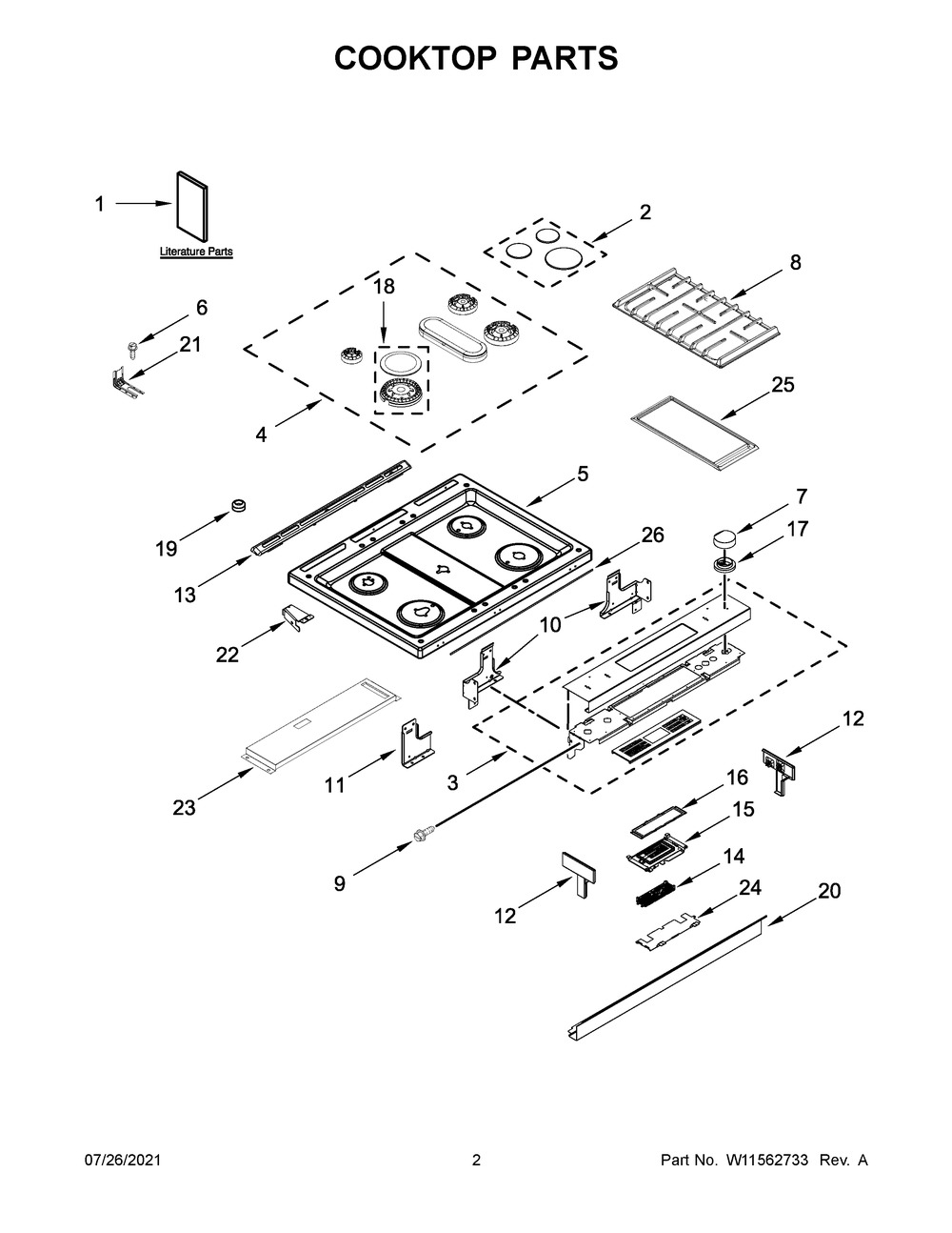 Cooktop Parts Diagram and Parts List for KSDB900ESS5  KitchenAid Range