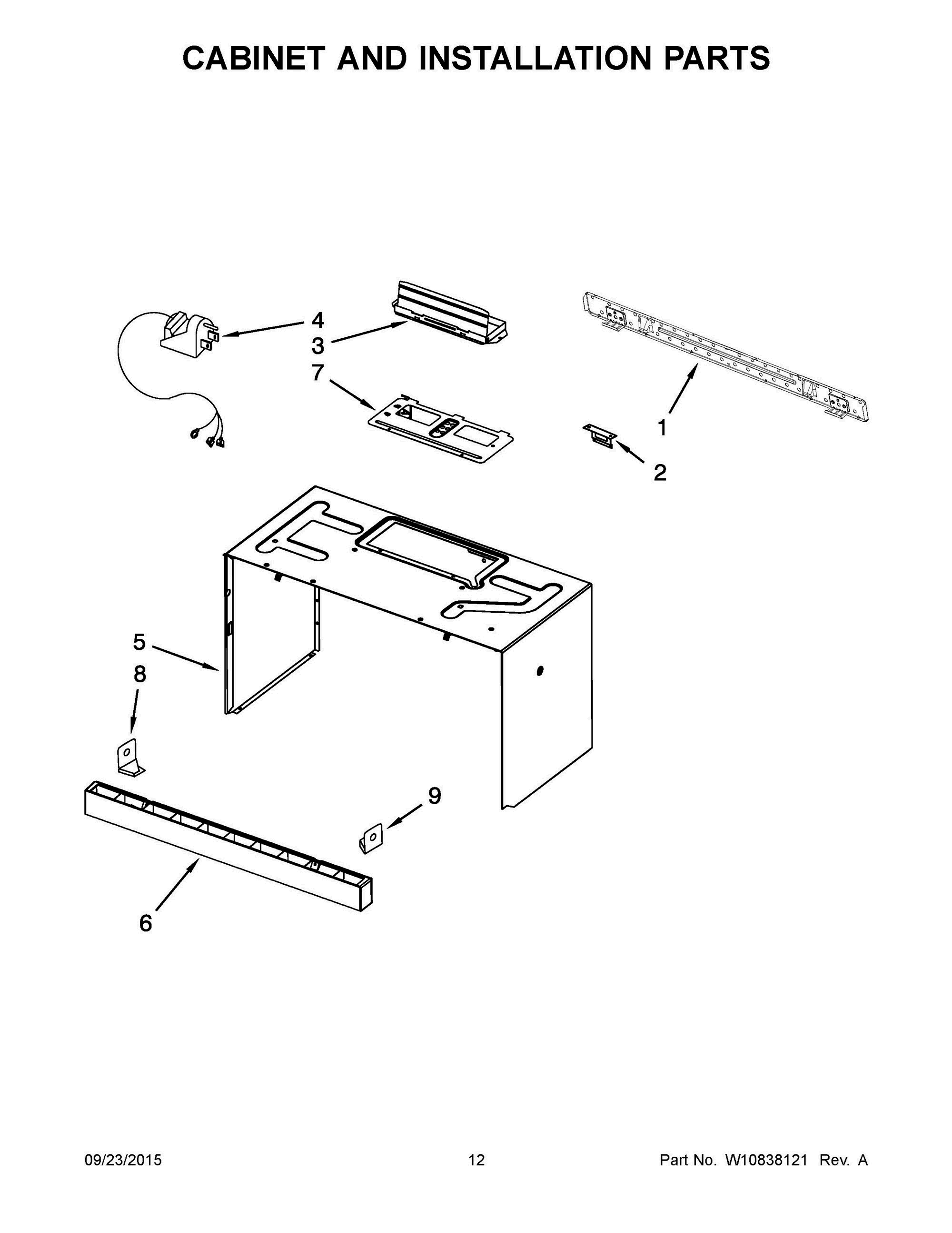 07 - CABINET AND INSTALLATION PARTS Diagram and Parts List for YKHMS2040BS2  Whirlpool Microwave