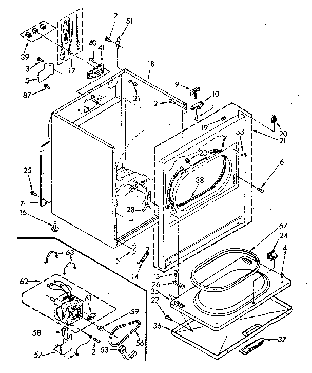 Cabinet Diagram and Parts List for LE7800XSN2  Whirlpool Dryer