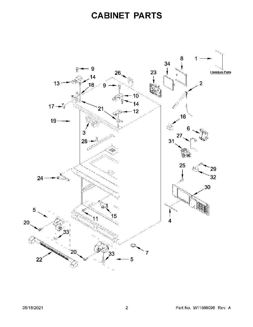 Cabinet Parts Diagram and Parts List for KRFC300ESS07  KitchenAid Refrigerator