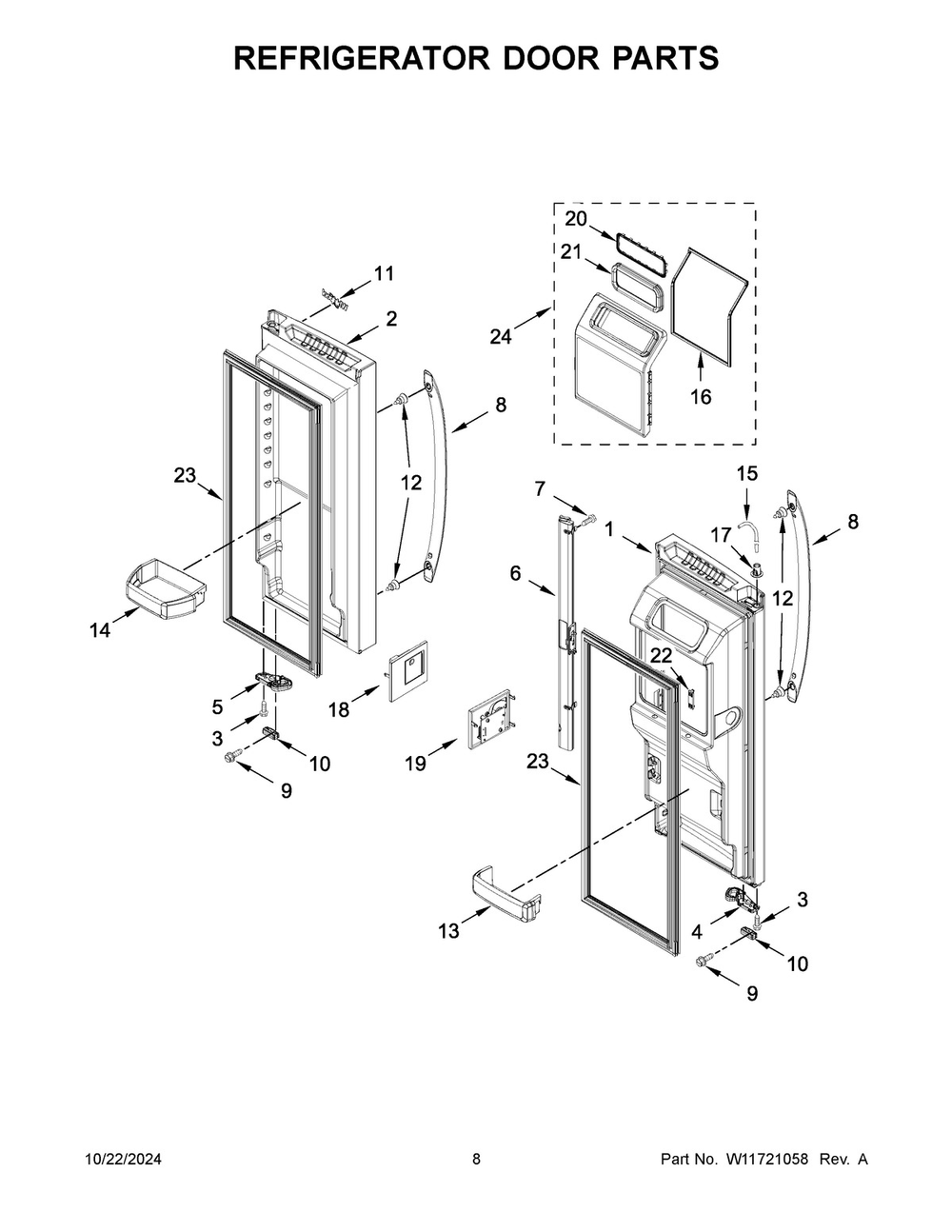 05 - Refrigerator Door Parts Diagram and Parts List for WRF767SDHZ05  Whirlpool Refrigerator