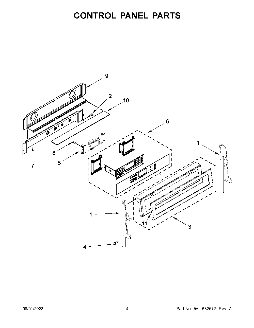 Control Panel Parts Diagram and Parts List for KFGD500ESS11  KitchenAid Range